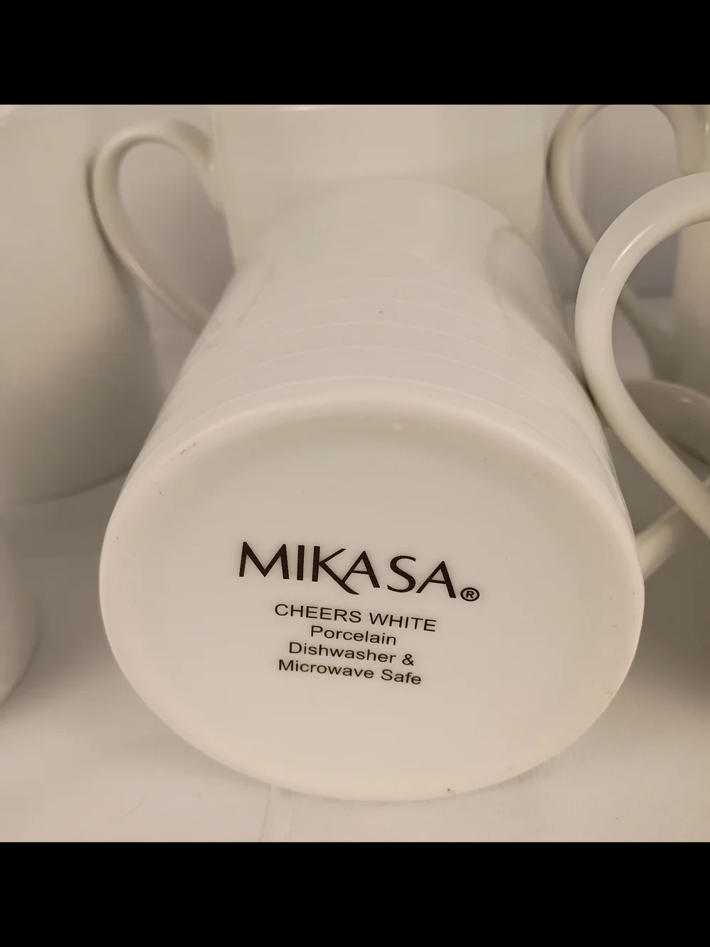 Mikasa Cheers White Porcelain Coffee Mugs Set of 8 Assorted Patterns 12 Oz
